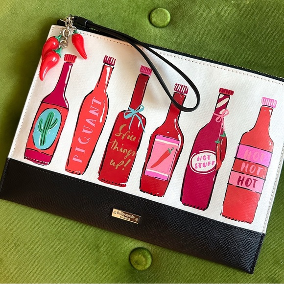 Kate Spade New York Haute Stuff Hot Sauce Clutch/Wristlet with Pepper Charms - Picture 1 of 4